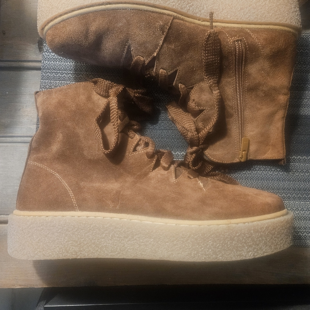 Eric Michael Suede Platform Combat/Motorcycle Boo… - image 2